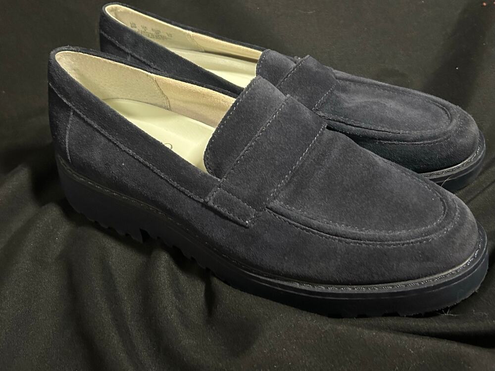 Franco Sarto Carol 3 Suede Lug Sole Loafers Women's 6M Chunky Heel